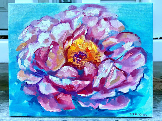 Peony Oil painting ORIGINAL art flower artwork floral Coral Charm Peonies 8x10"