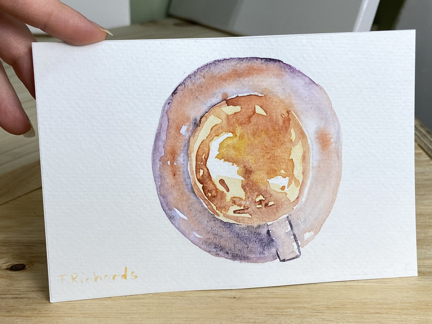 WATERCOLOR painting ORIGINAL art Coffee cup small artwork Still life 4x6"