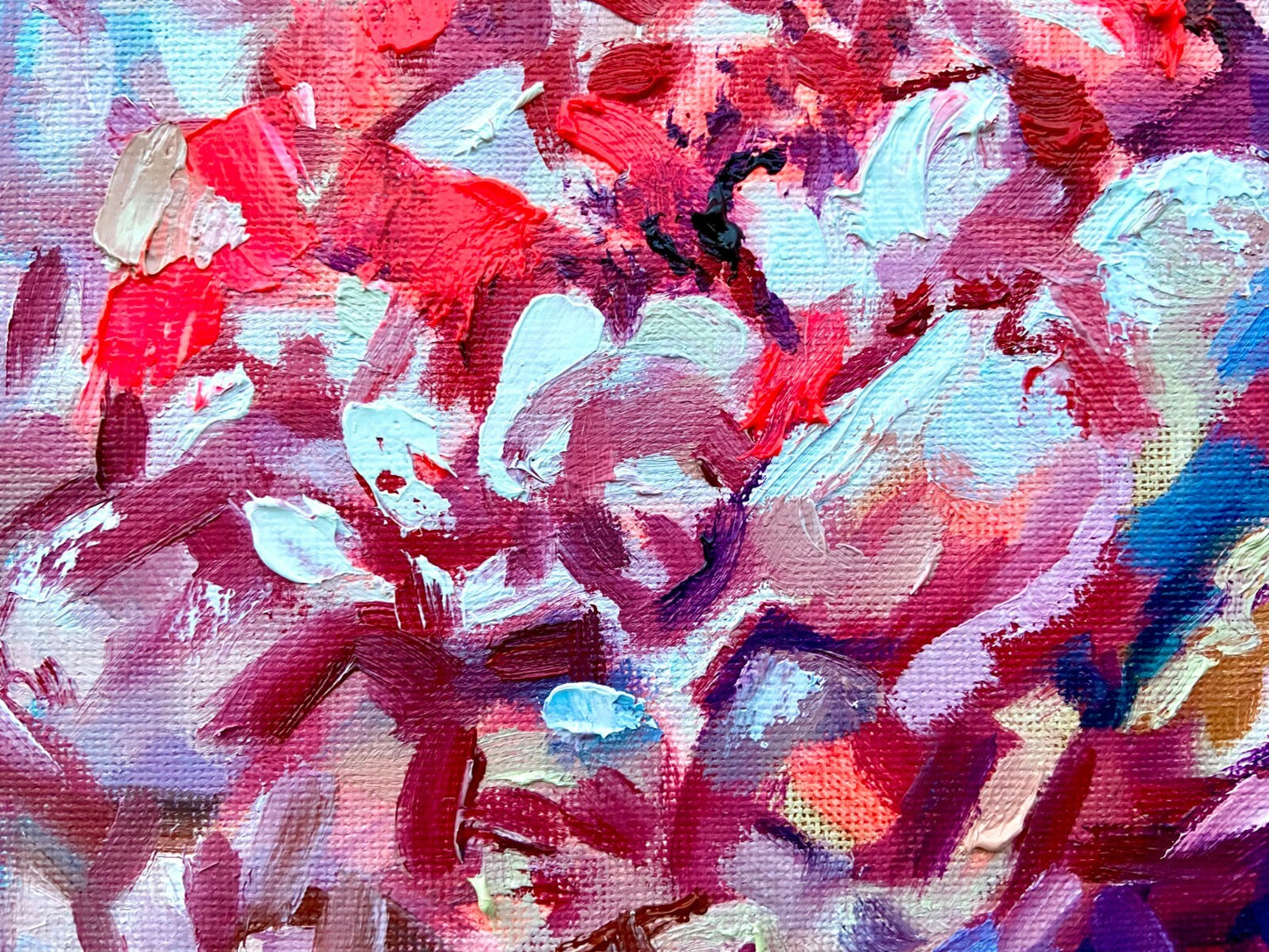 Oil painting Flower ORIGINAL art Peony artwork floral wall art on canvas 8x8"