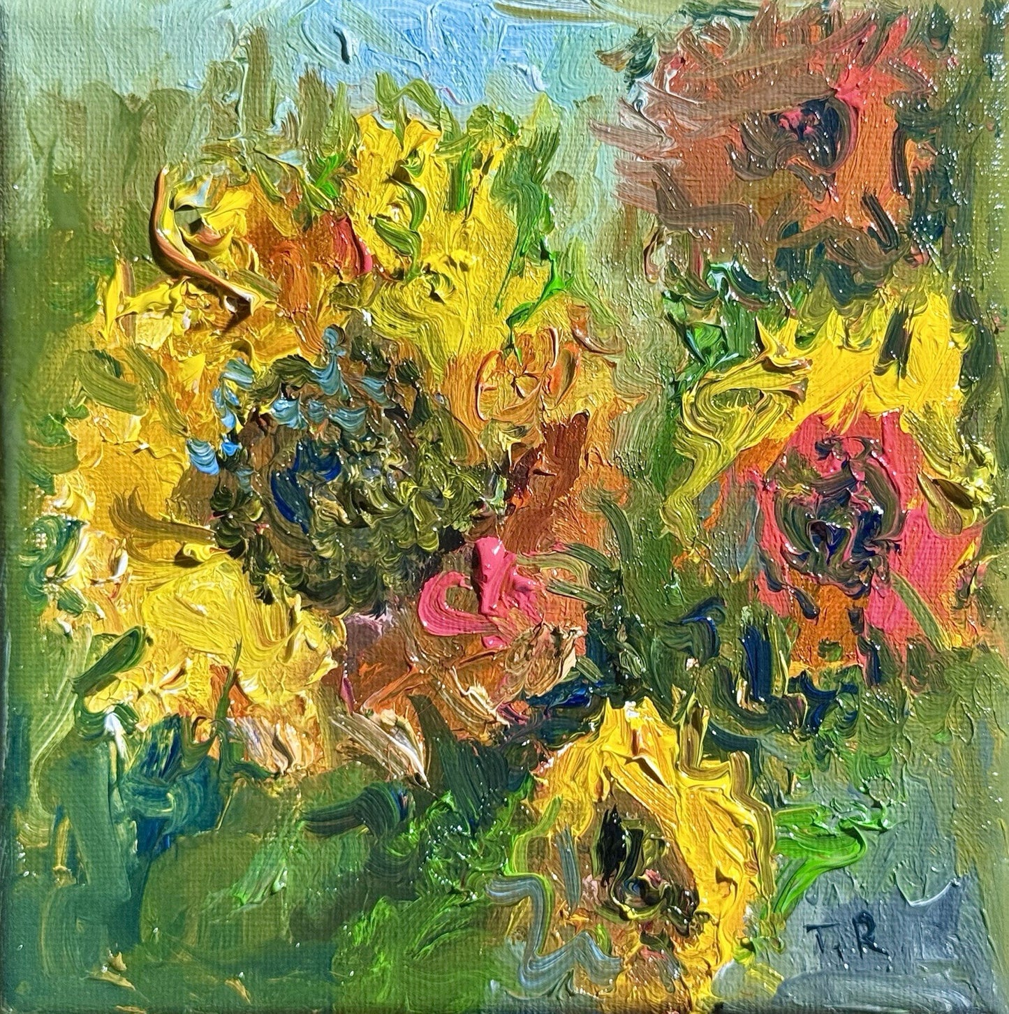 Sunflower Oil painting ORIGINAL art floral Flower artwork Still Life Artwork 6x6