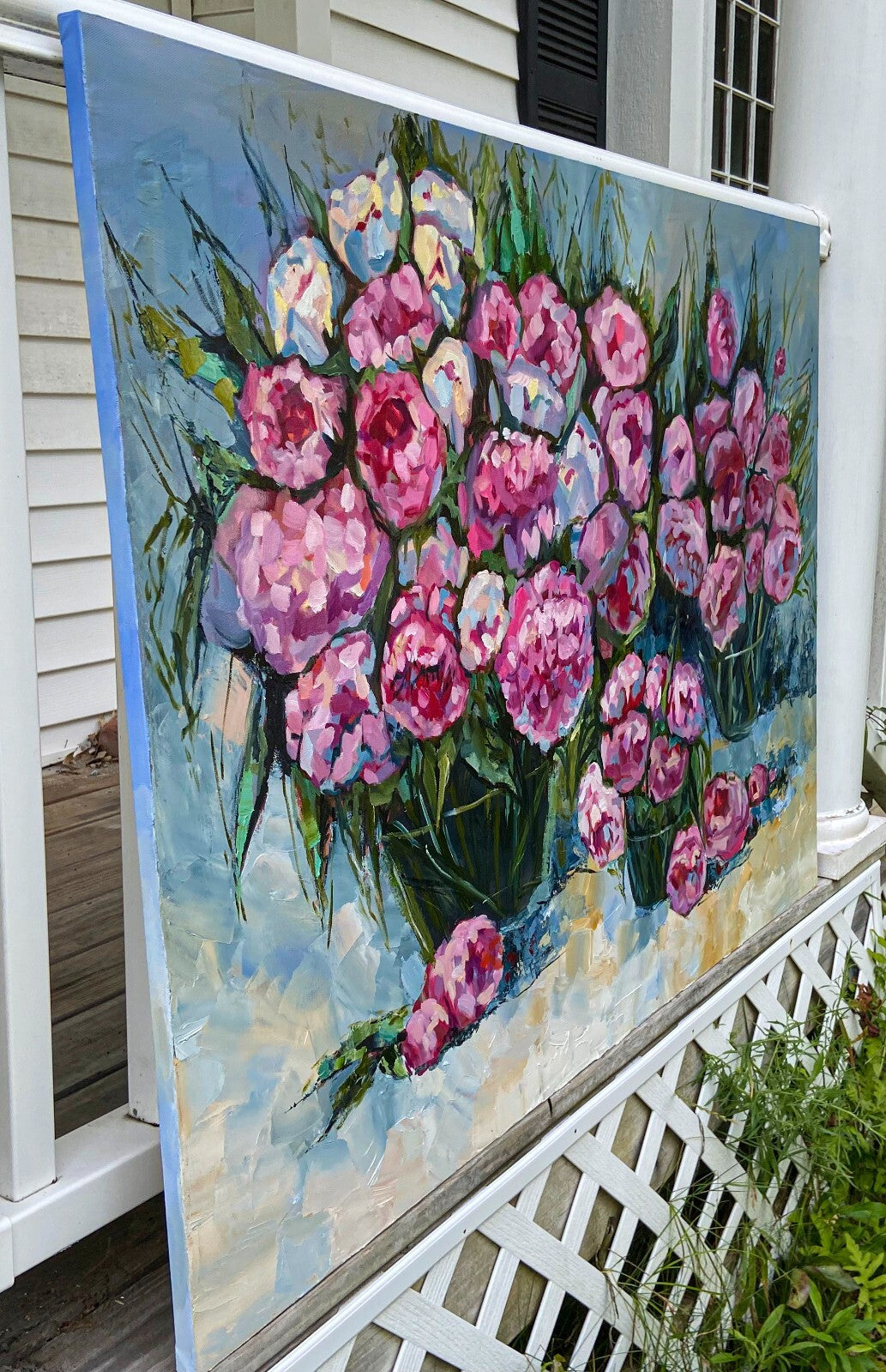 Original art oil painting Peony flower art big large artwork floral Signed 36x48