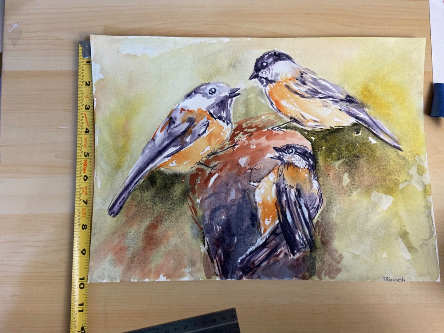 Chickadee Painting WATERCOLOR Bird ORIGINAL Nest Art Artwork Wall Art