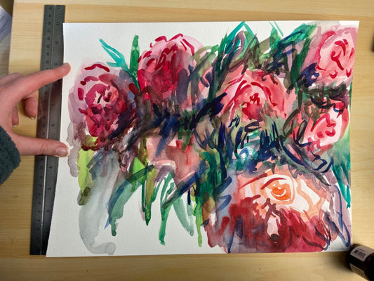 Peony Painting WATERCOLOR ORIGINAL Art Flower Artwork Floral Wall Art 11x14