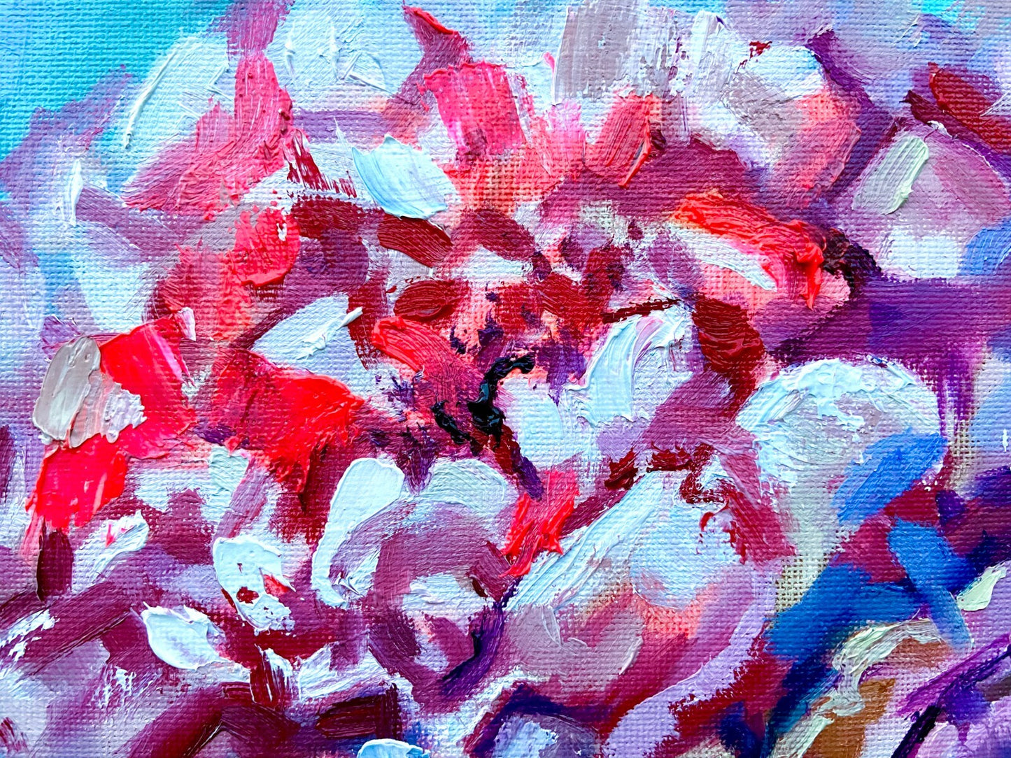 Oil painting Flower ORIGINAL art Peony artwork floral wall art on canvas 8x8"