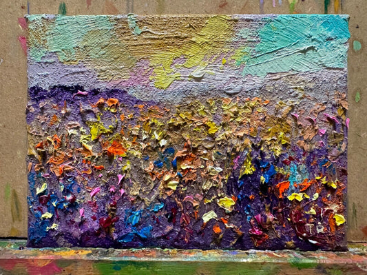 Wildflowers Oil painting ORIGINAL art Lupine floral field artwork Landscape 5x7"