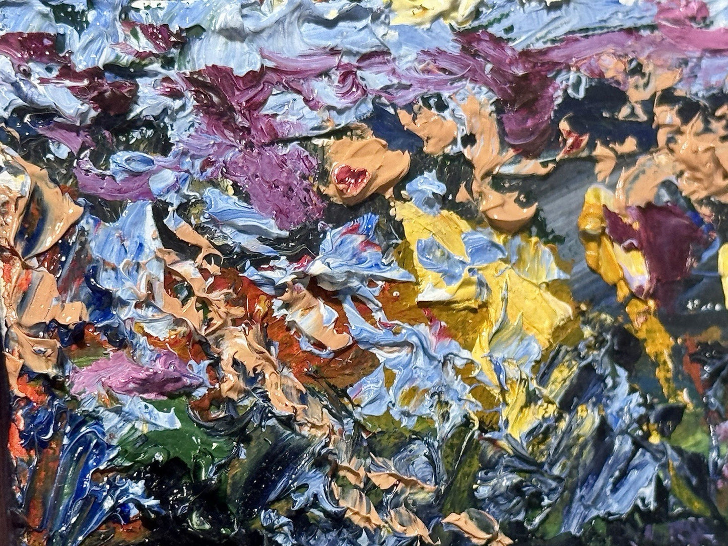 Oil painting ORIGINAL art Abstract Sunrise Wildflower Field Landscape Signed 4x4