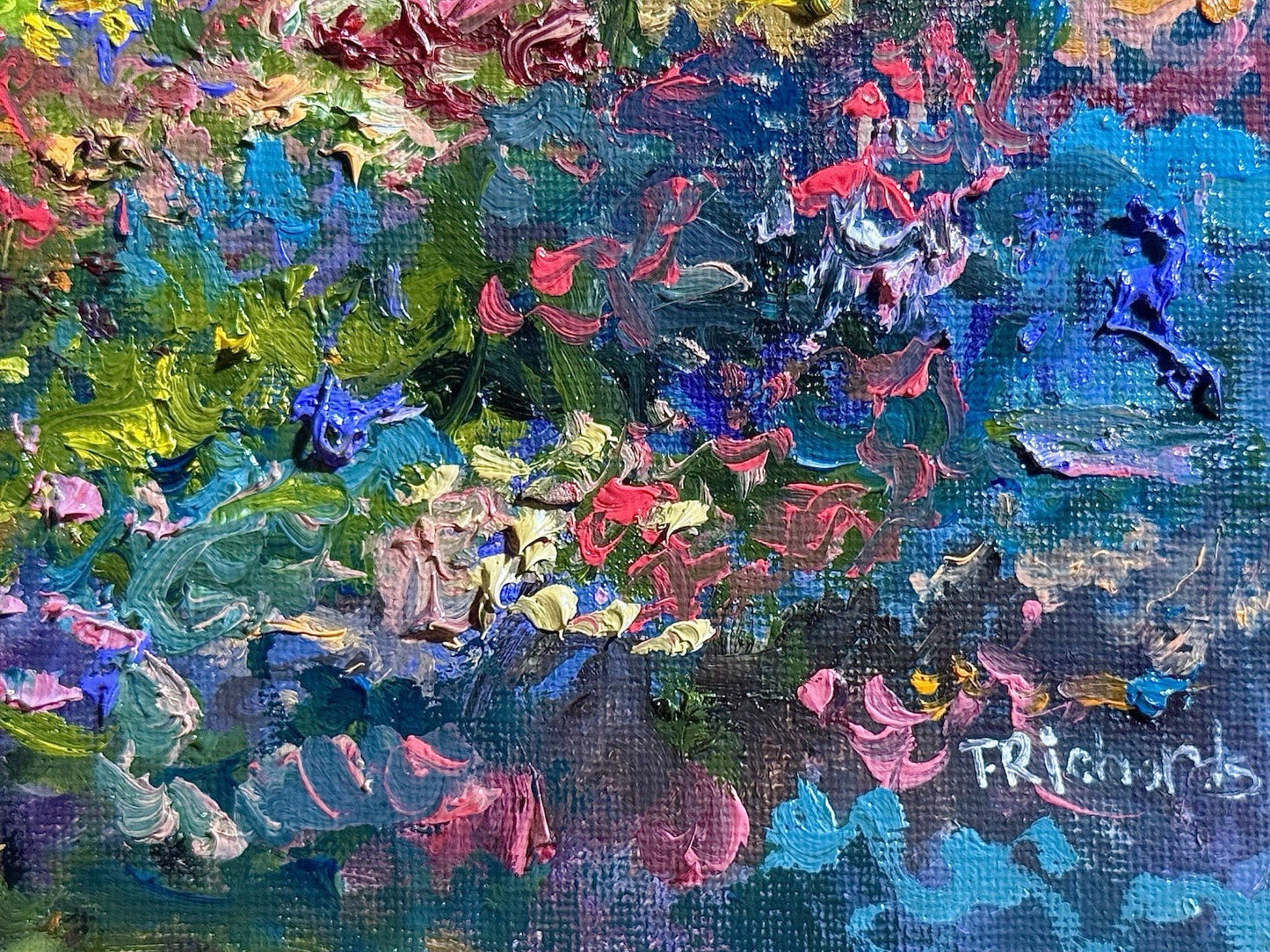Farmhouse Oil painting ORIGINAL art Cottage House Flower Garden landscape 8x8