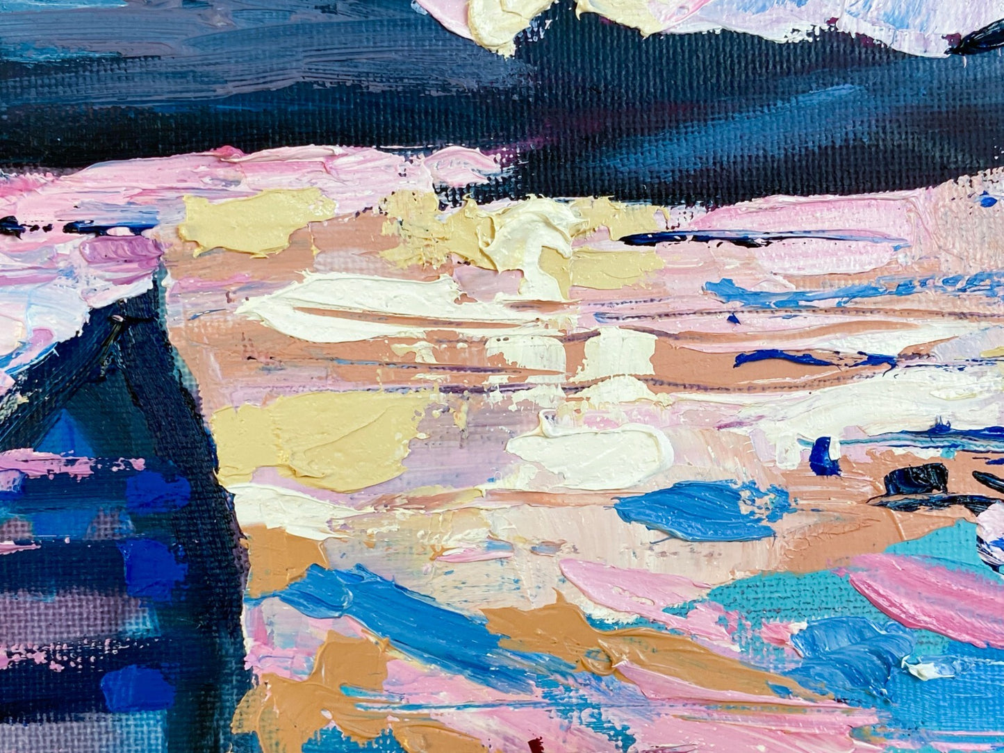 Oil painting ORIGINAL art Boat seascape ocean marine artwork lake sunrise 12x16"