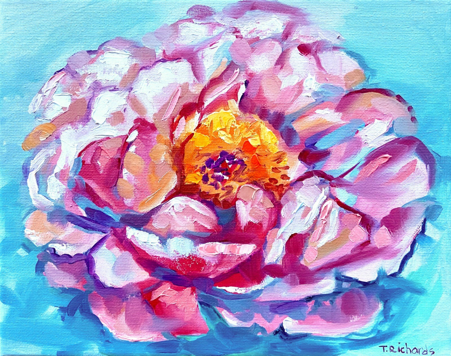 Peony Oil painting ORIGINAL art flower artwork floral Coral Charm Peonies 8x10"