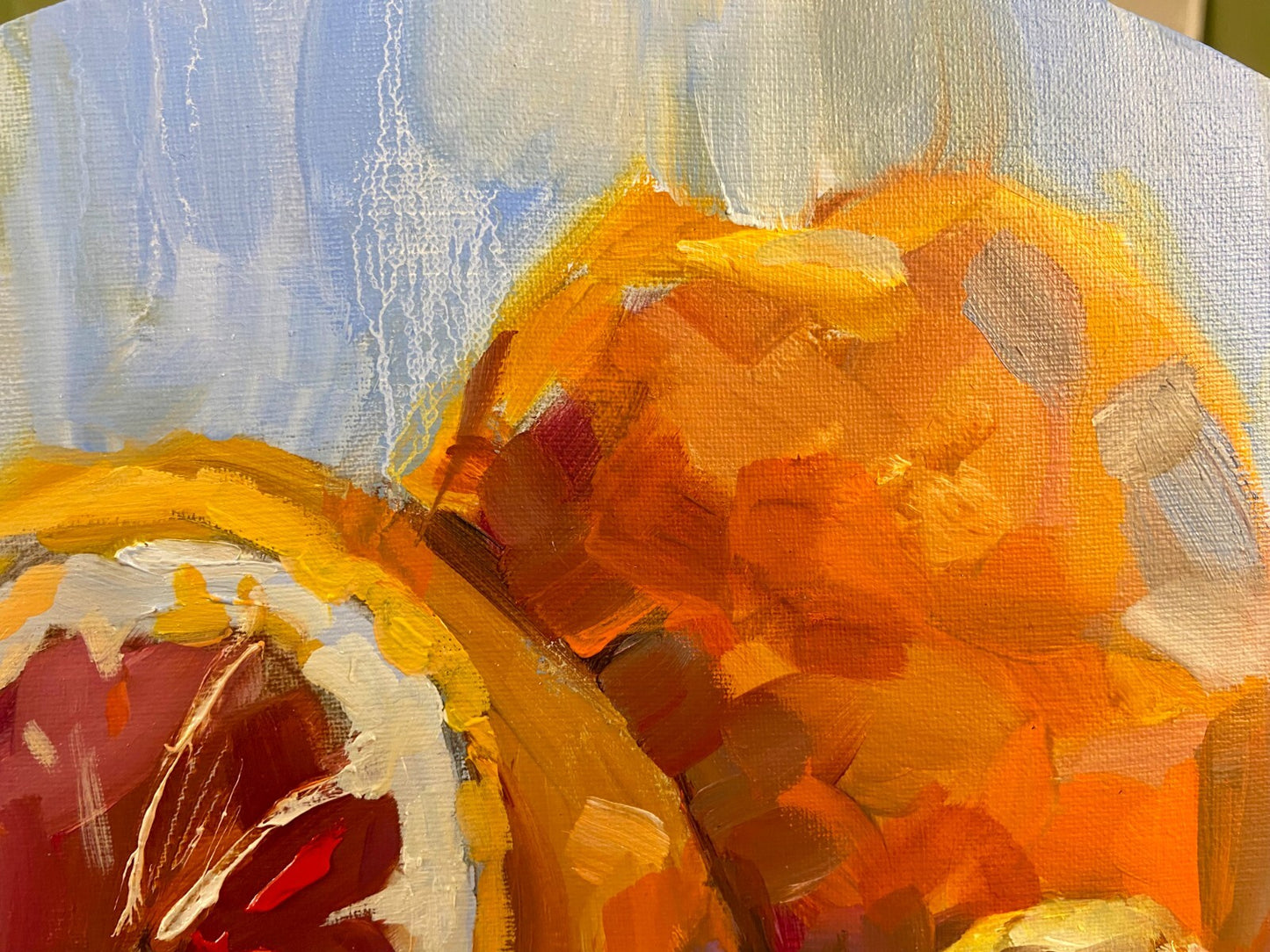 Oil painting ORIGINAL art Orange lemon fruit Citrus Oval artwork 11x14"