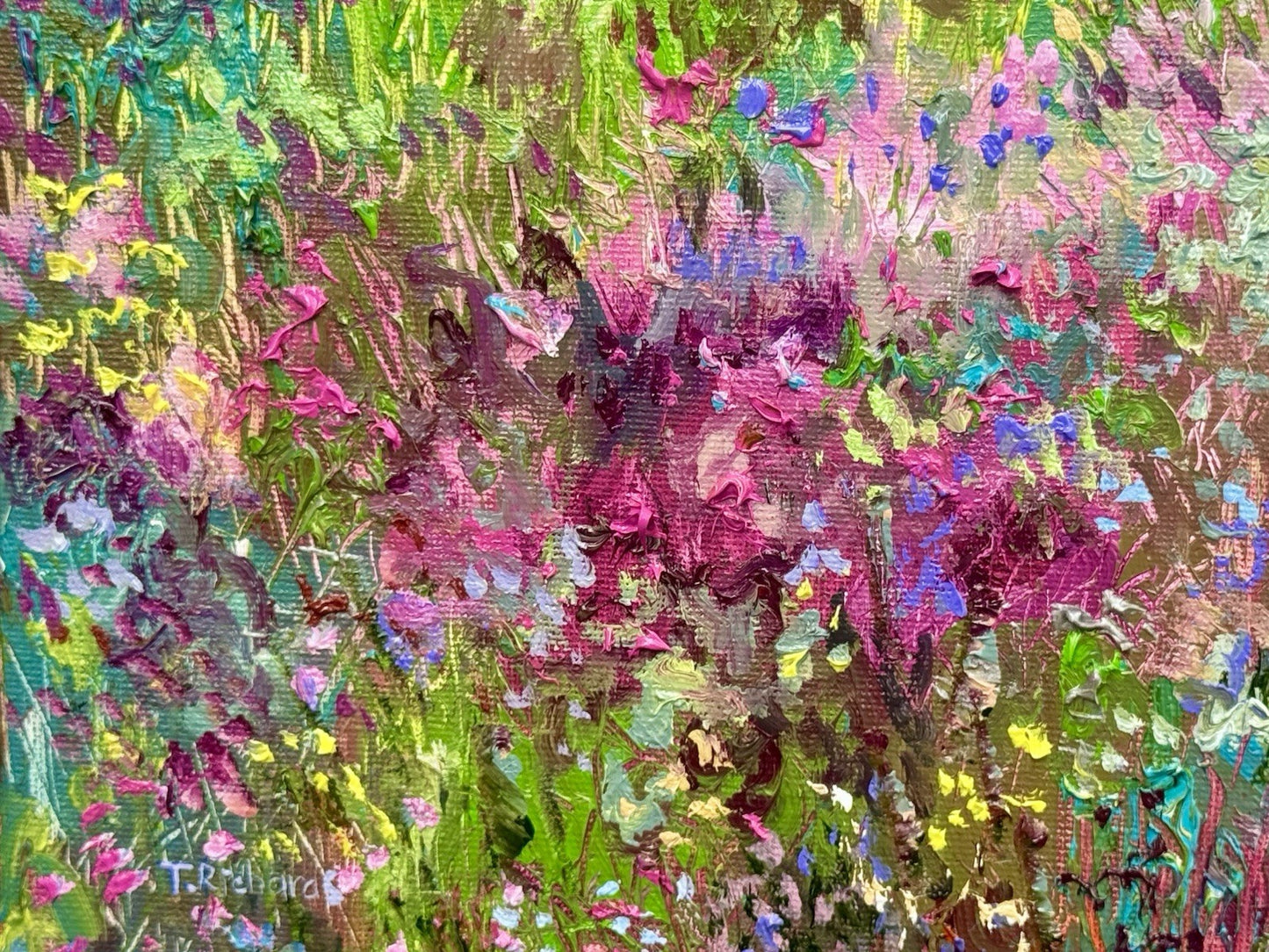 Oil painting ORIGINAL art Windflower field Landscape Floral Flowers 16x20”