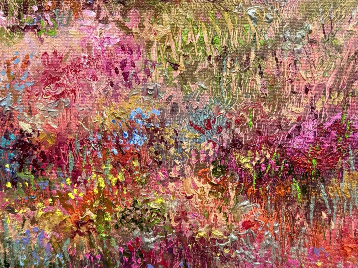 Oil painting ORIGINAL art Windflower field Landscape Floral Flowers 16x20”