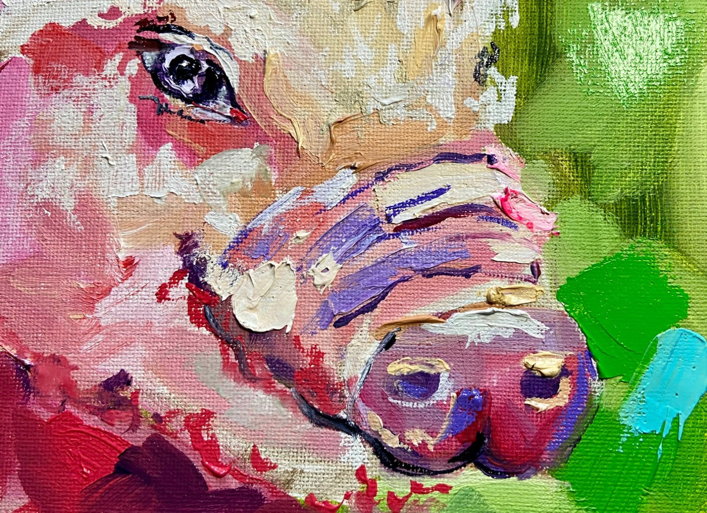 Oil painting Pig ORIGINAL art piglet Oil artwork Farm animal 8x8"
