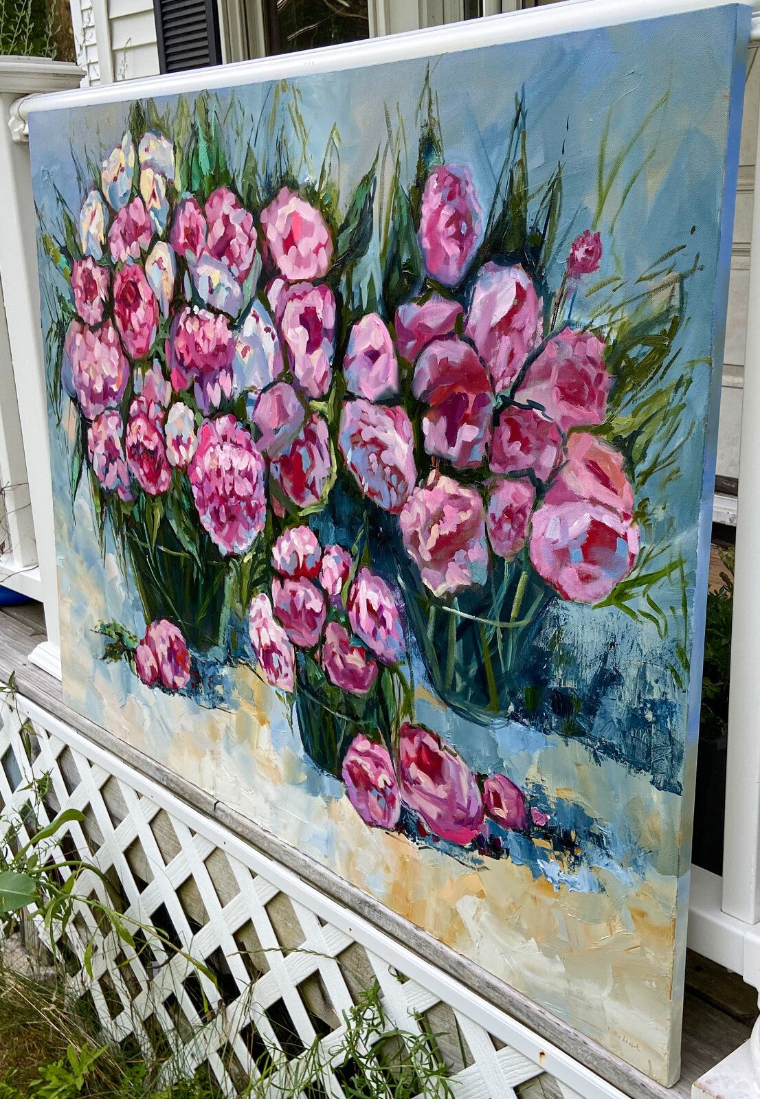 Original art oil painting Peony flower art big large artwork floral Signed 36x48