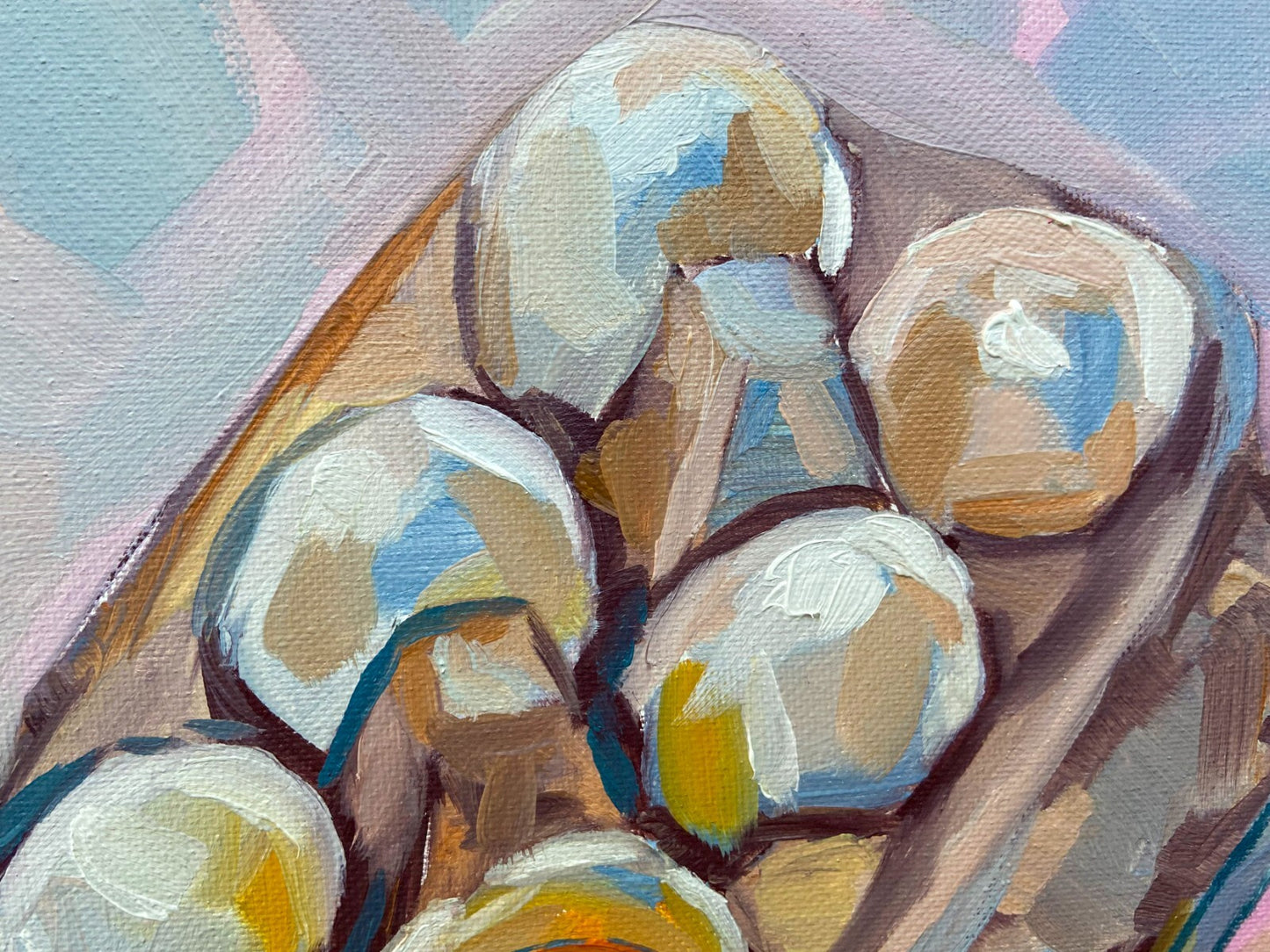 ORIGINAL art oil painting Eggs carton art still life artwork food breakfast 9x12