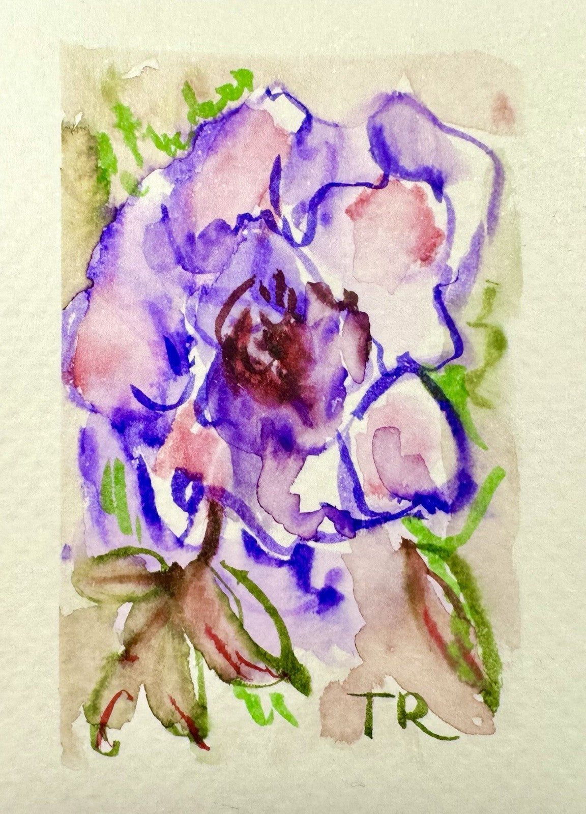 ACEO Watercolor Wild Rose ORIGINAL Art ATC Painting Miniature Flower 2.5x3.5"