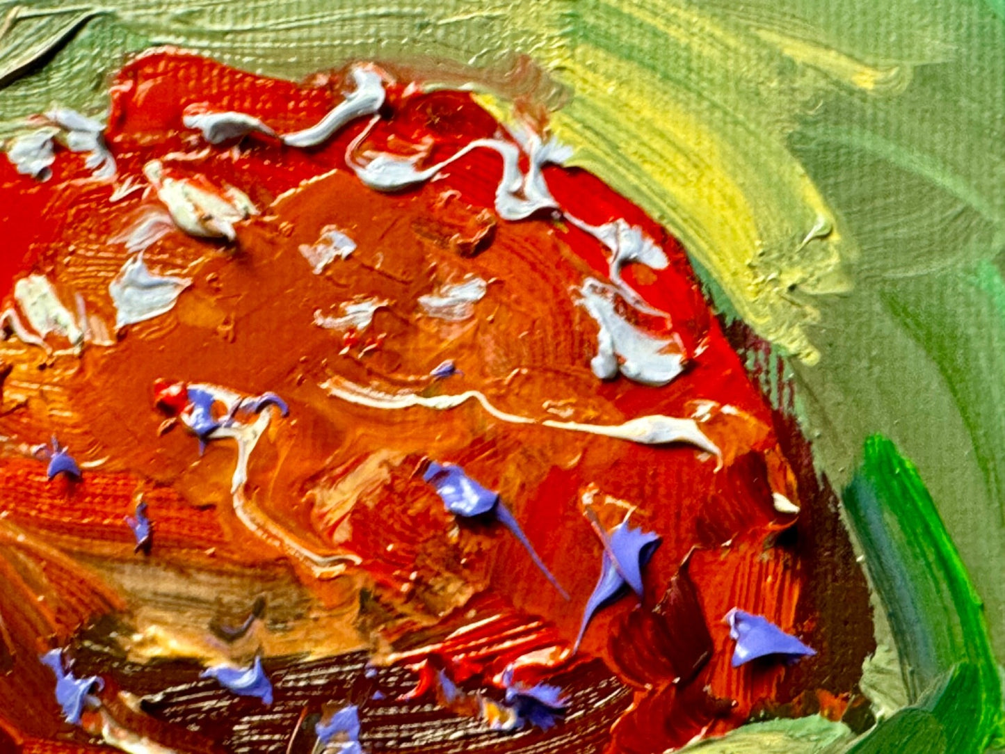 Red mushroom Oil painting ORIGINAL art Fly agaric Amanita forest artwork 5x7