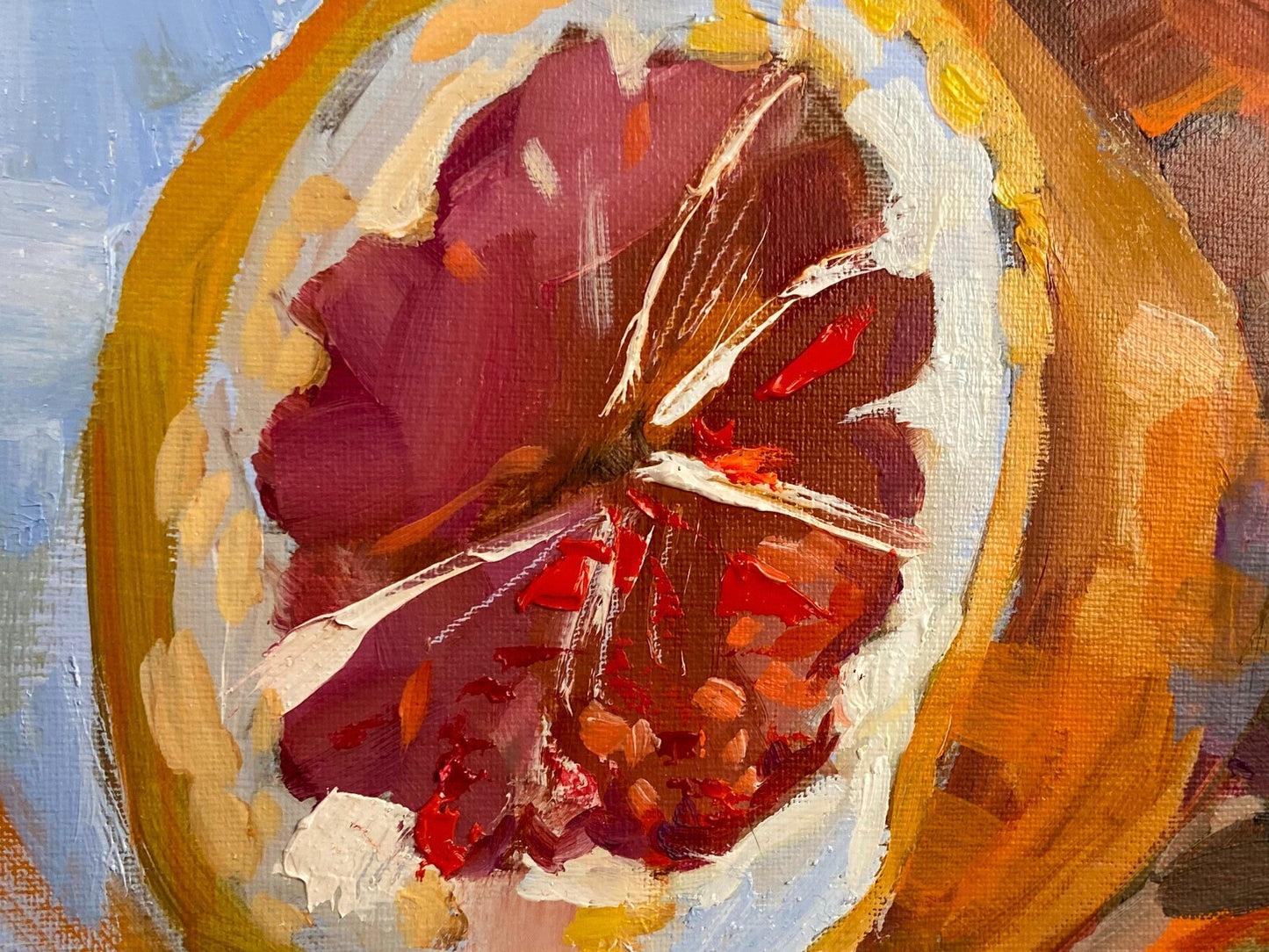 Oil painting ORIGINAL art Orange lemon fruit Citrus Oval artwork 11x14"