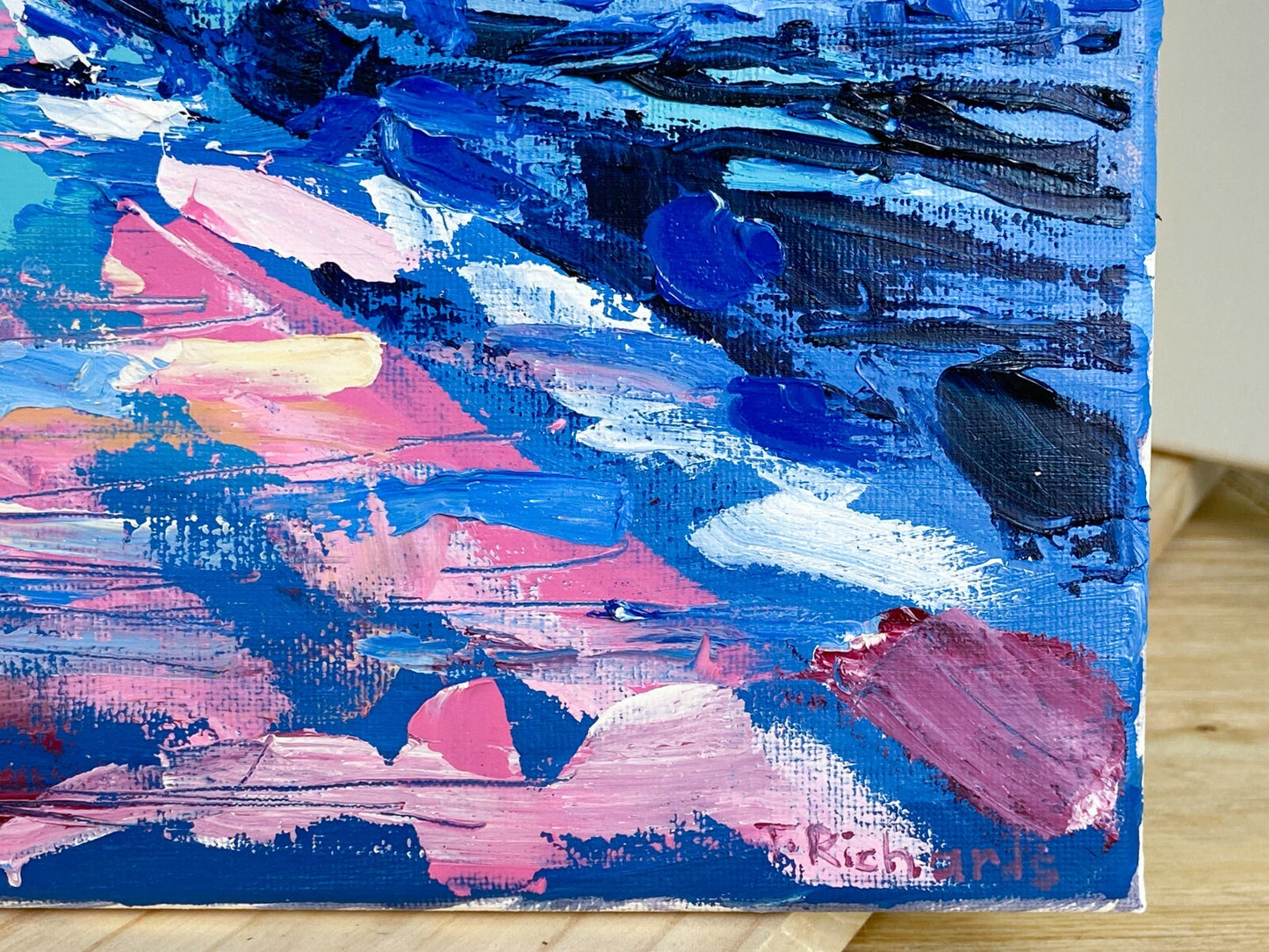 Oil painting ORIGINAL art Boat seascape ocean marine artwork lake sunrise 12x16"