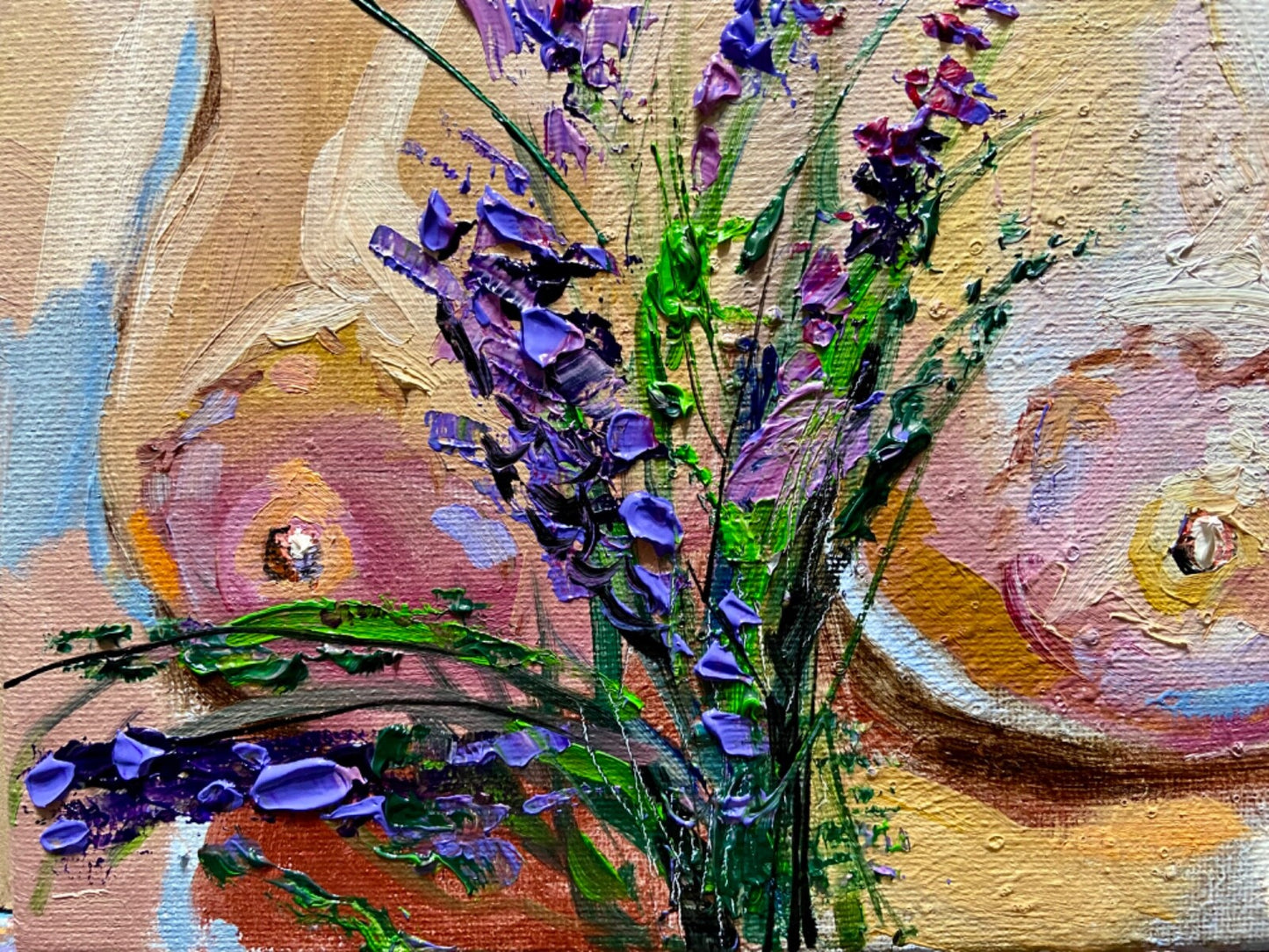 ORIGINAL art oil painting Woman redhead naked floral flower Nude artwork 12x16"