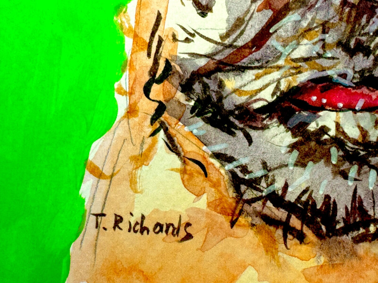 ORIGINAL Art WATERCOLOR Painting Pug happy dog Pet animal portrait Artwork 5x7"