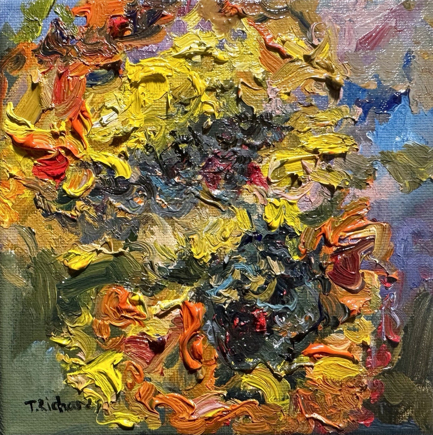 Sunflower Oil painting ORIGINAL art floral Flower artwork Still Life Signed 6x6"