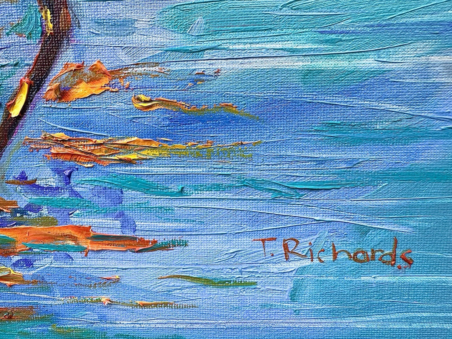 Oil painting ORIGINAL art Flamingo Sunset Ocean landscape Seascape Signed 12x16"