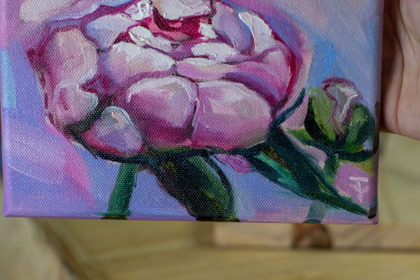 ORIGINAL Art oil painting Peony art Flower Wall Art floral artwork Peonies 5x7"