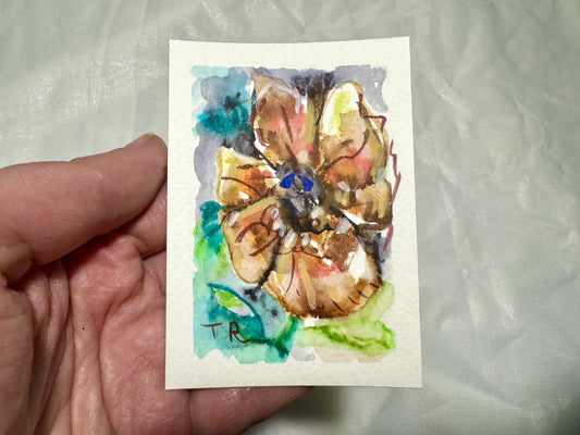 ACEO Watercolor Coneflower ORIGINAL Art ATC Painting Miniature Flower 2.5x3.5"