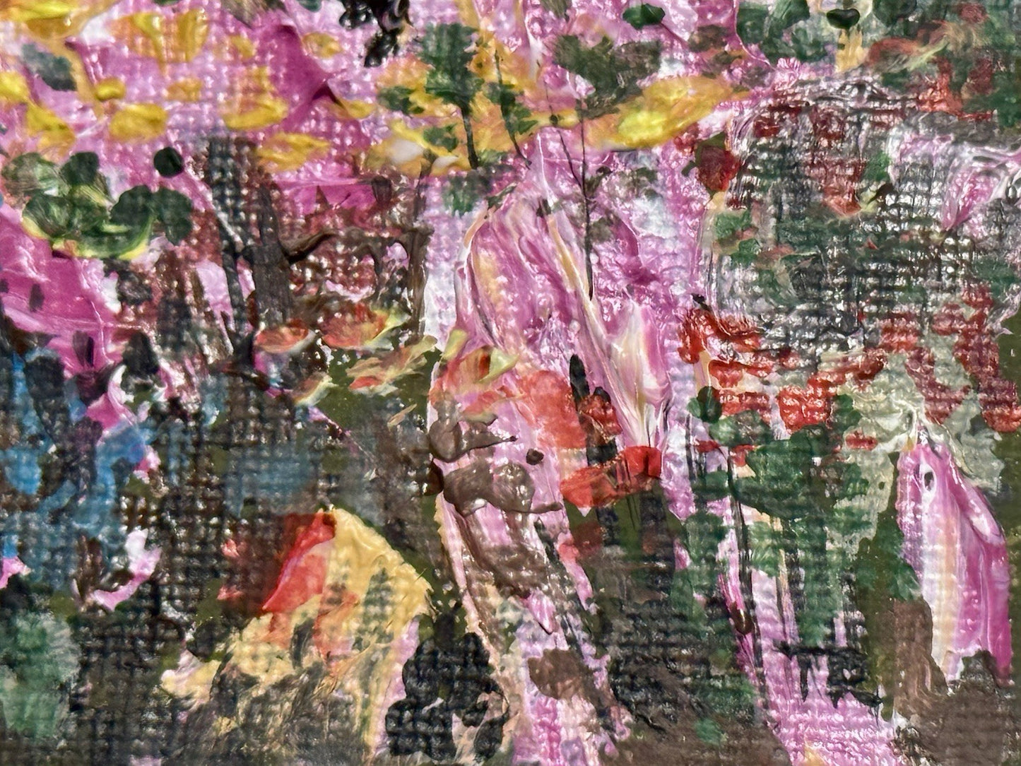 Wildflower field Original art Landscape Mountain NH floral Acrylic Painting 4x4”