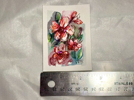 ACEO Watercolor Forget-me-nots ORIGINAL Art ATC Painting Flower Floral 2.5x3.5