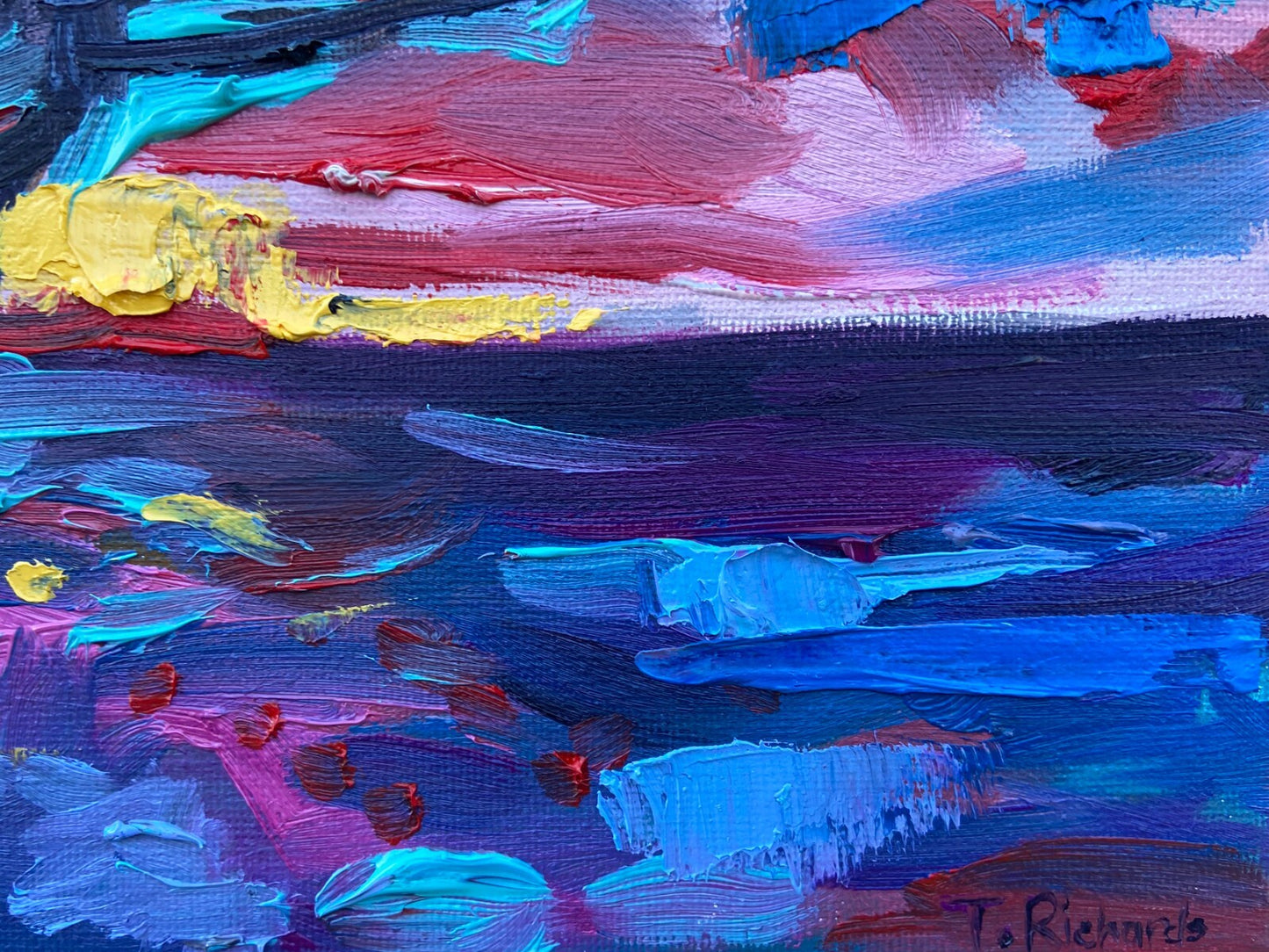 Oil painting ORIGINAL art Ocean boat artwork seascape marine Impasto 8x10"