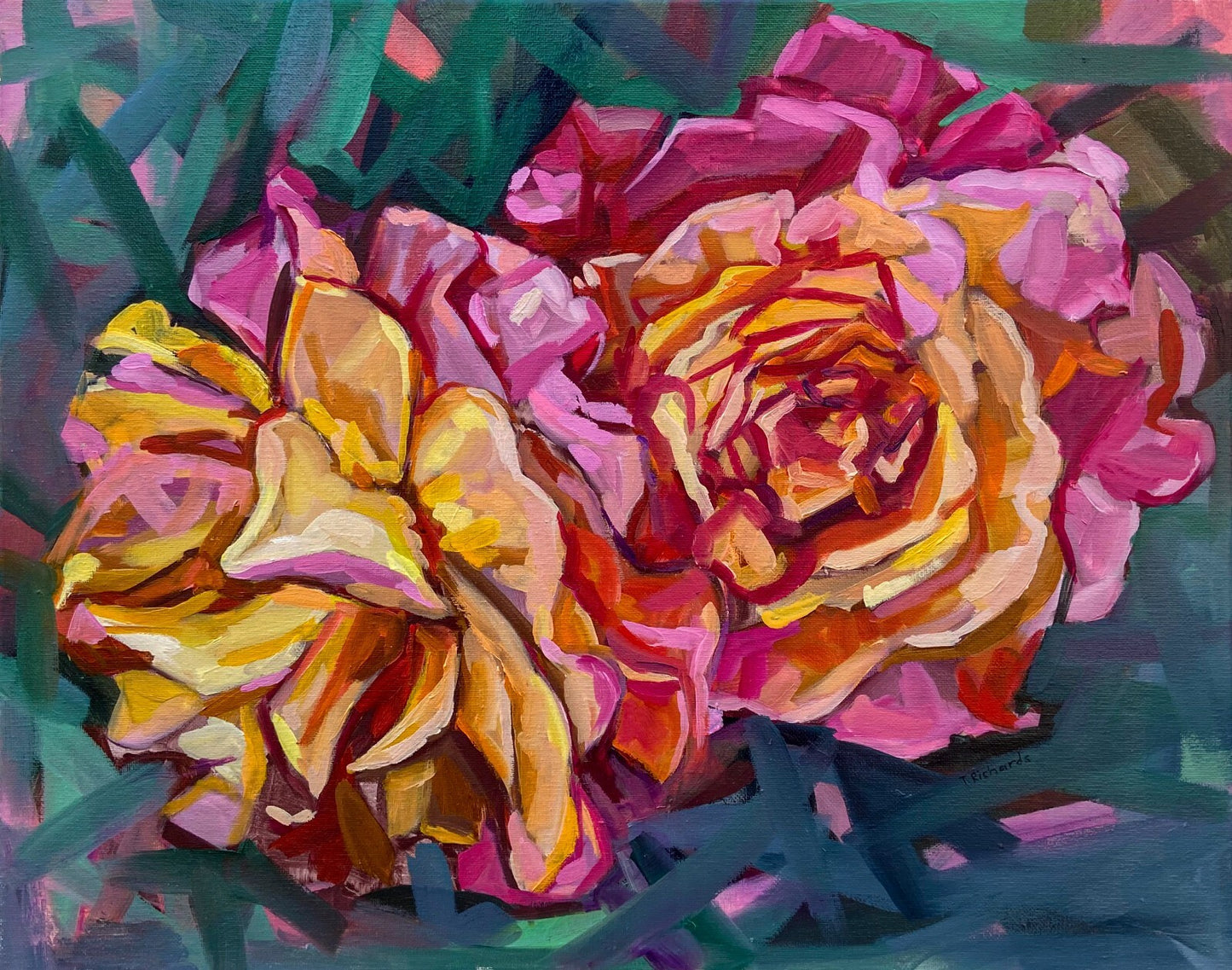 Oil painting ORIGINAL art Roses Flower wall art floral rose artwork Signed 16x20