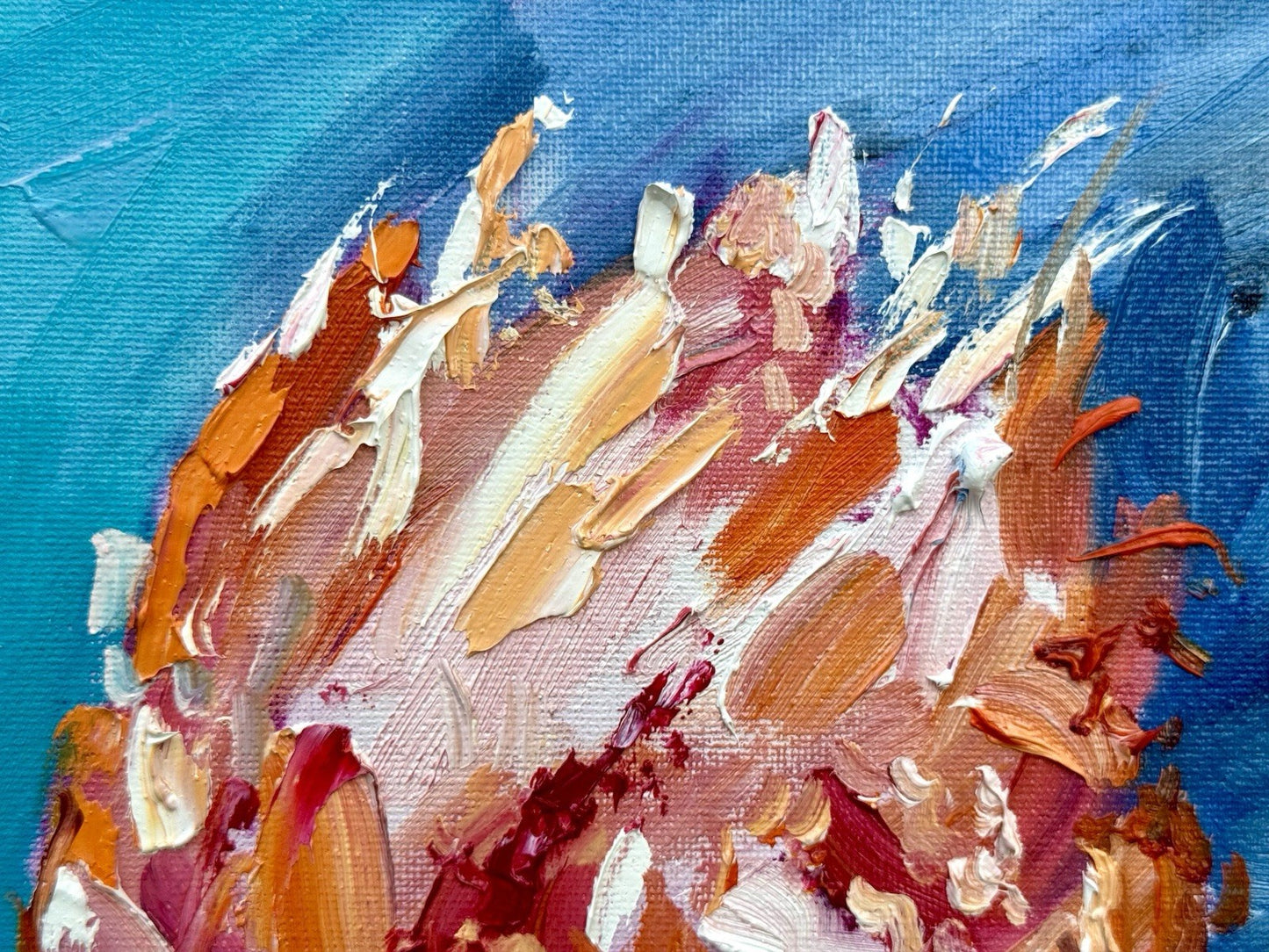 Oil painting ORIGINAL art Flamingo couple Bird Ocean Seascape Signed 16x20"