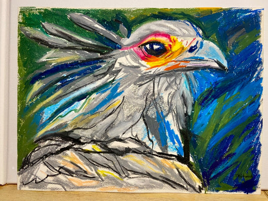 ORIGINAL art oil pastel on paper painting Eagle wall art bird artwork 9x12”