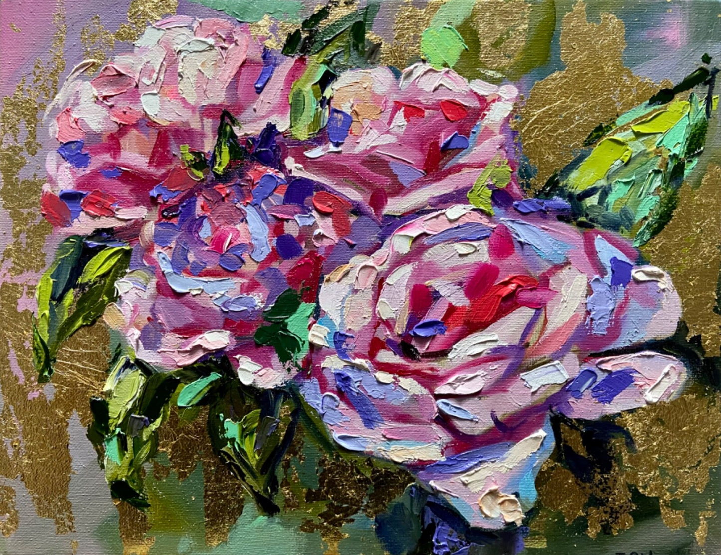 Oil painting ORIGINAL art Rose Flower floral impasto roses artwork 11x14"