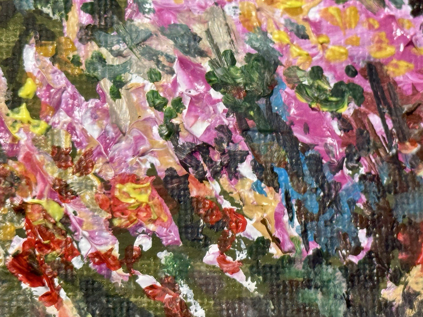 Wildflower field Original art Landscape Mountain NH floral Acrylic Painting 4x4”