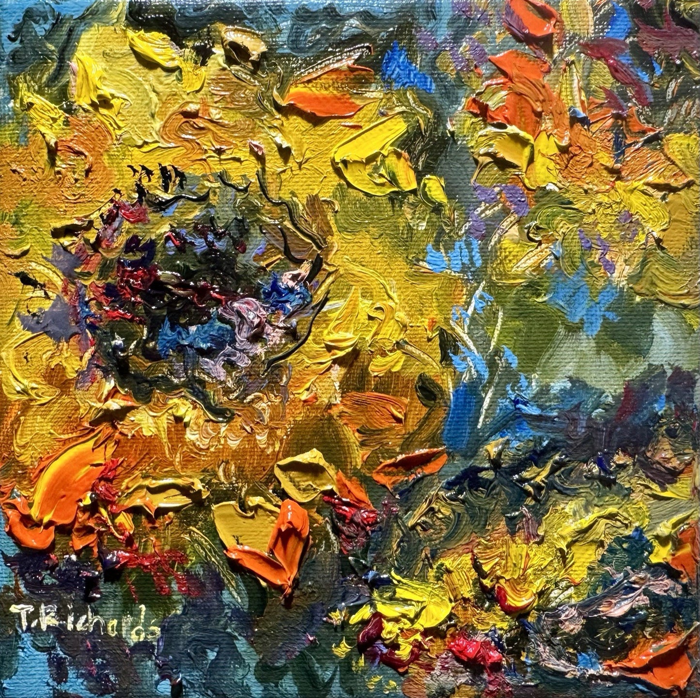 Sunflower Oil painting ORIGINAL art floral Flower artwork Still Life Signed 6x6"
