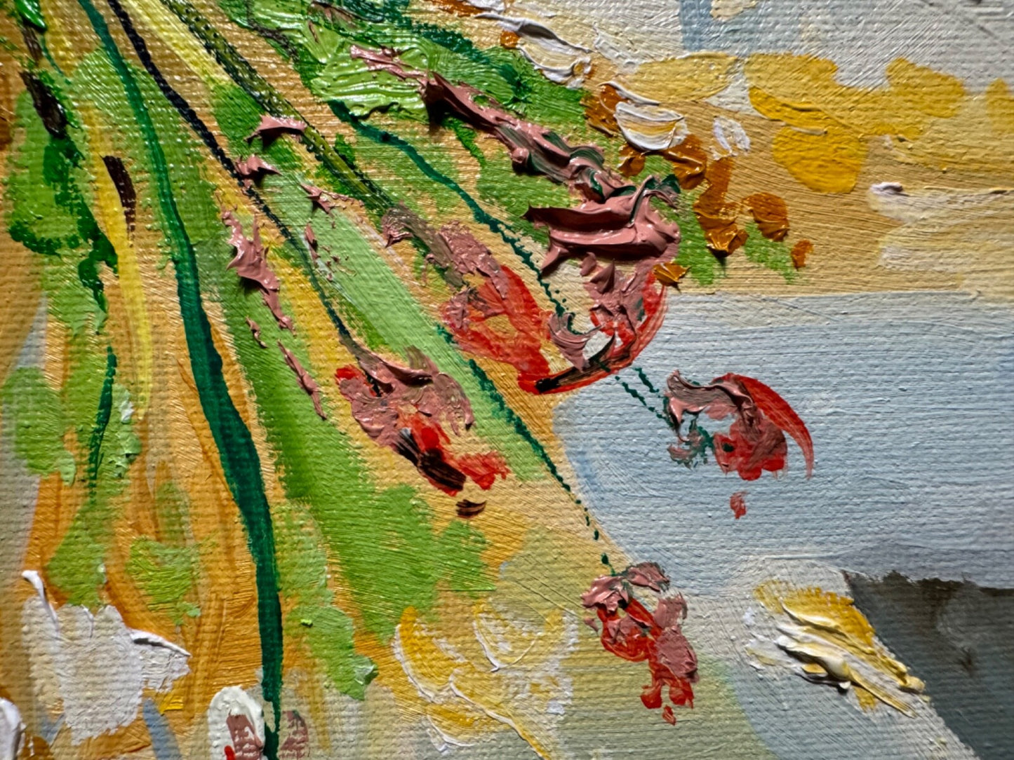 ORIGINAL oil painting White lily Flower wall art Lilies floral artwork 20x20"