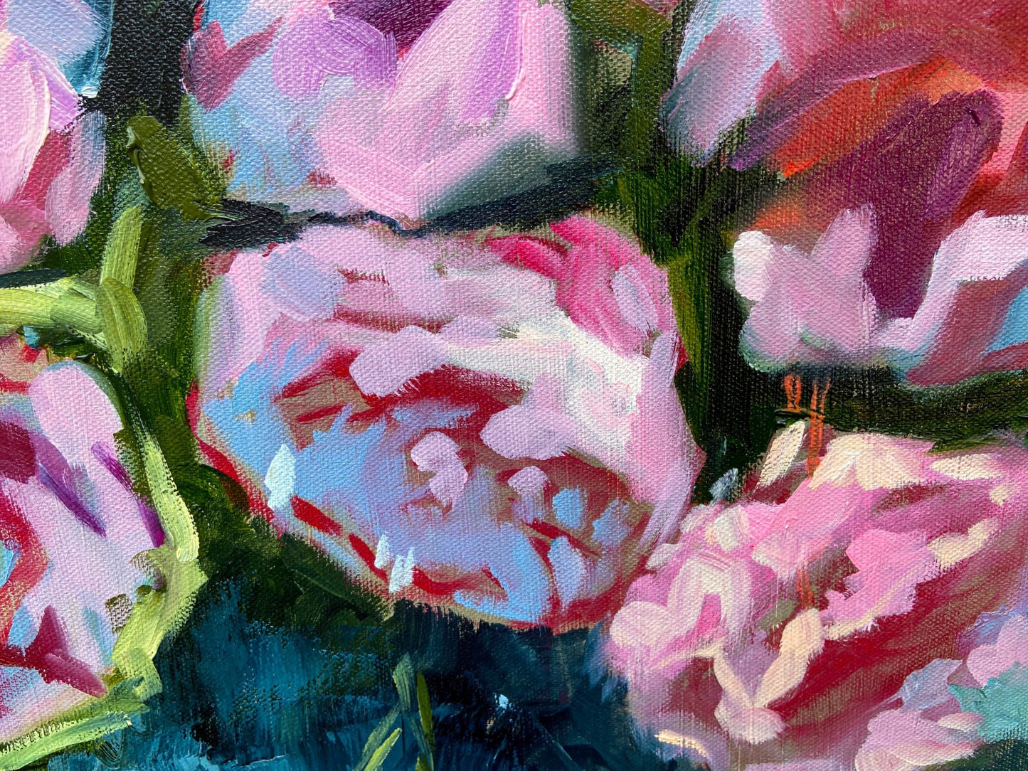 Original art oil painting Peony flower art big large artwork floral Signed 36x48