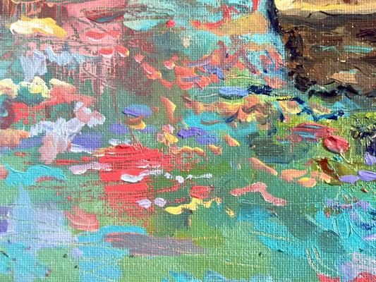 Boat oil painting ORIGINAL art Landscape Lake River Ocean Seascape Sunset 16x20