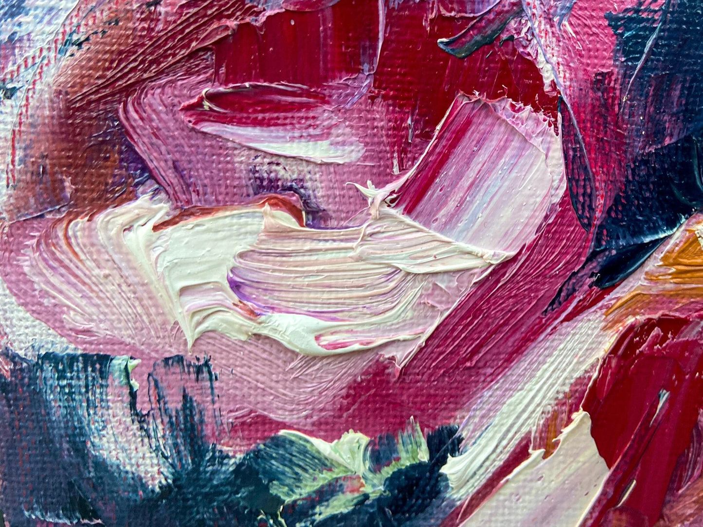 Oil painting ORIGINAL art Peony artwork small flower floral oil on canvas 8x8"