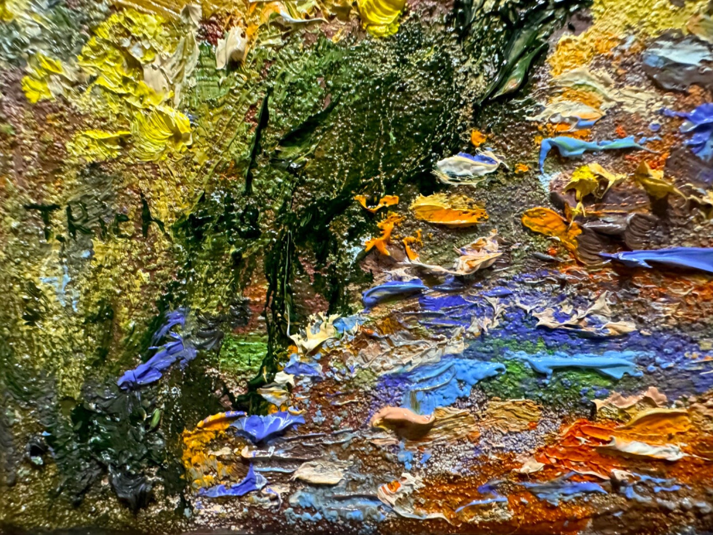 Pond oil painting on canvas ORIGINAL art Swamp artwork Landscape seascape 9x12"