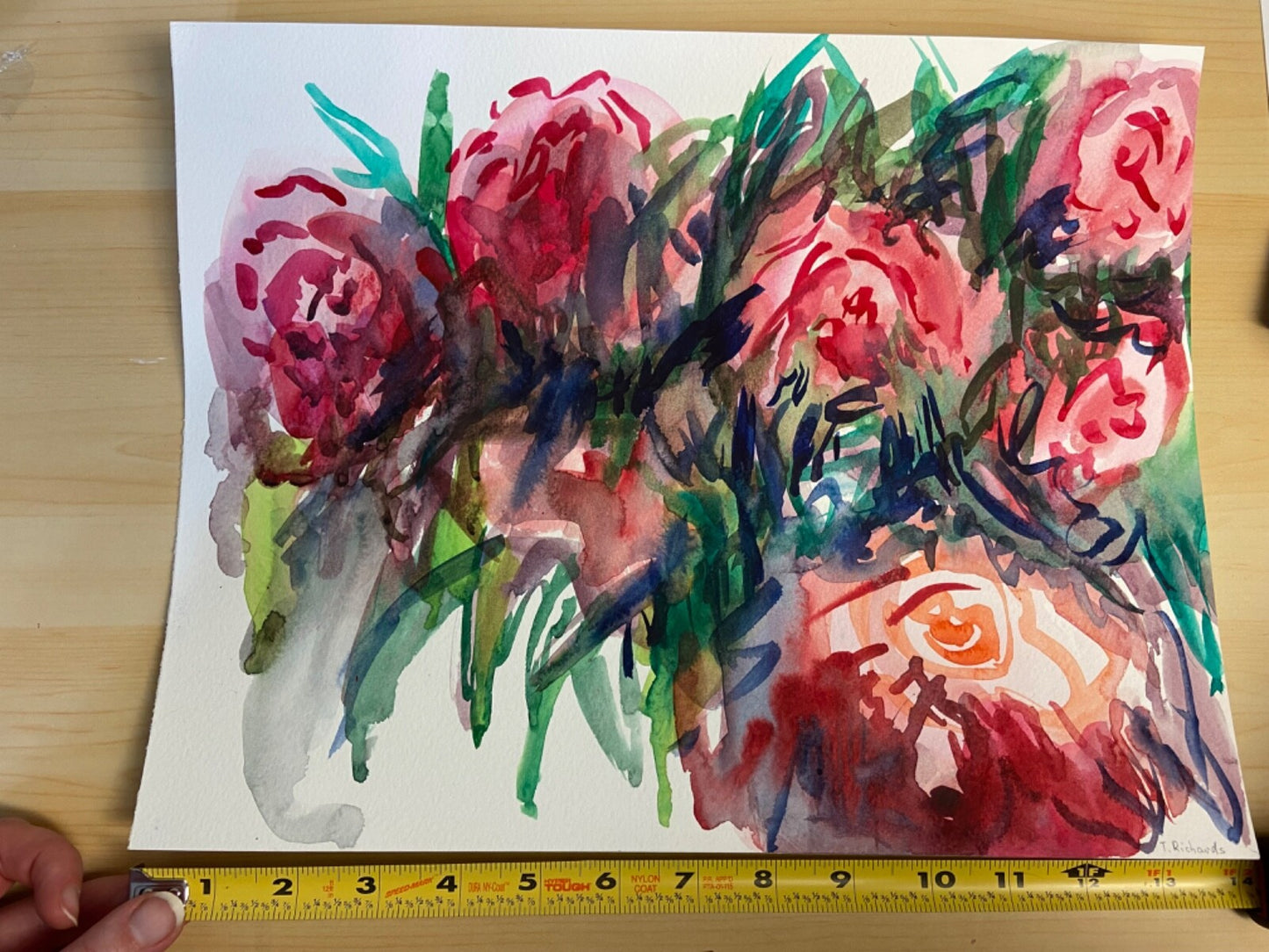 Peony Painting WATERCOLOR ORIGINAL Art Flower Artwork Floral Wall Art 11x14