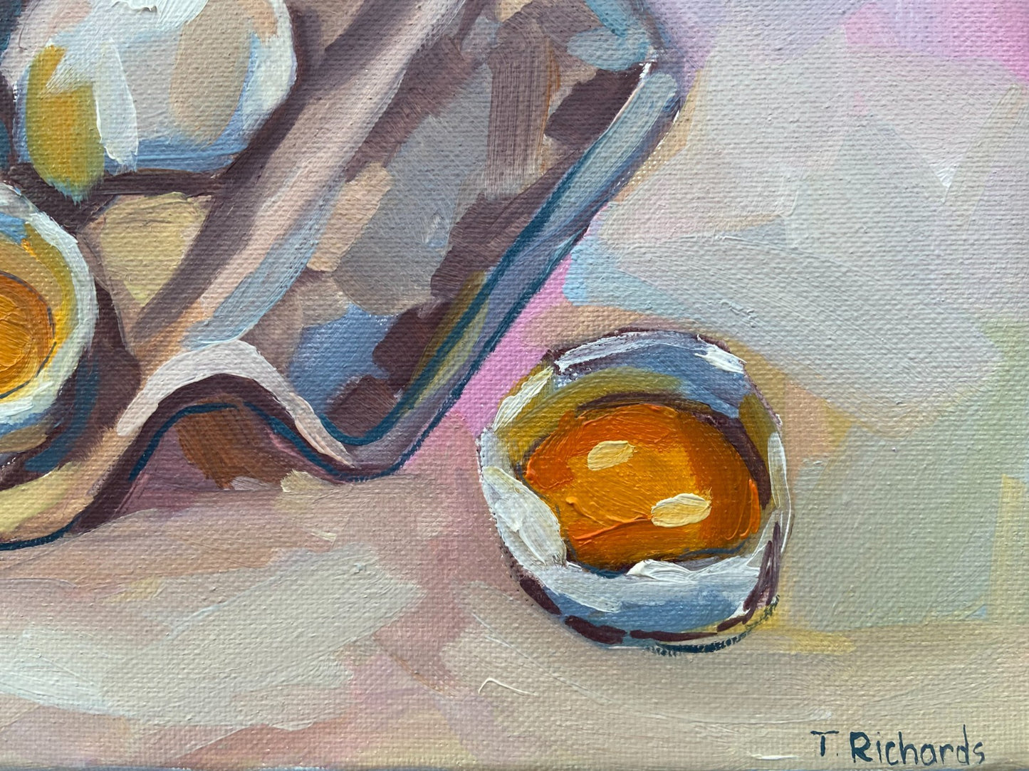 ORIGINAL art oil painting Eggs carton art still life artwork food breakfast 9x12