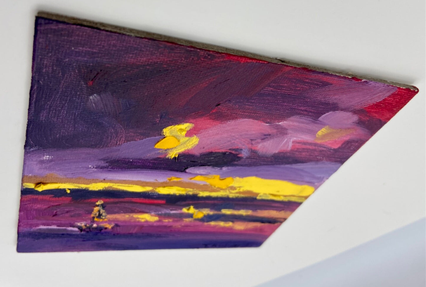ORIGINAL oil painting Sailboat boat seascape artwork Nature night sky clouds 5x5
