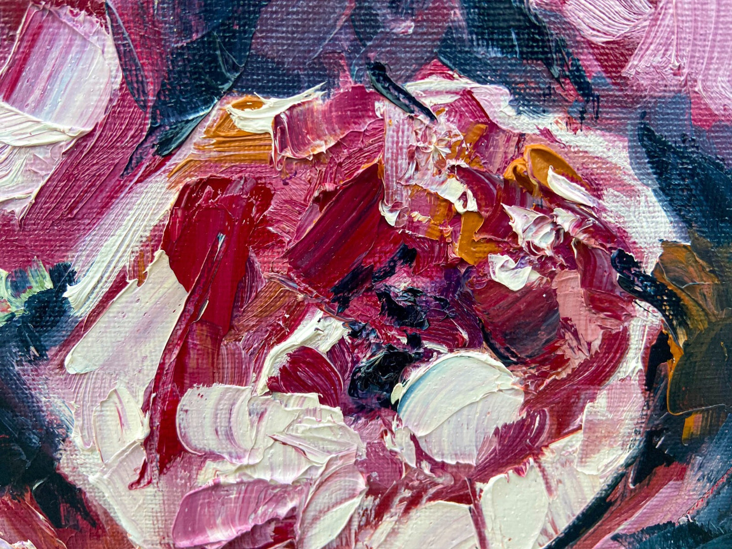 Oil painting ORIGINAL art Peony artwork small flower floral oil on canvas 8x8"
