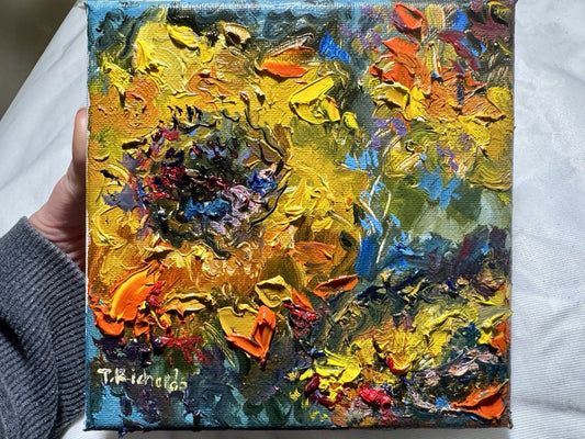 Sunflower Oil painting ORIGINAL art floral Flower artwork Still Life Signed 6x6"