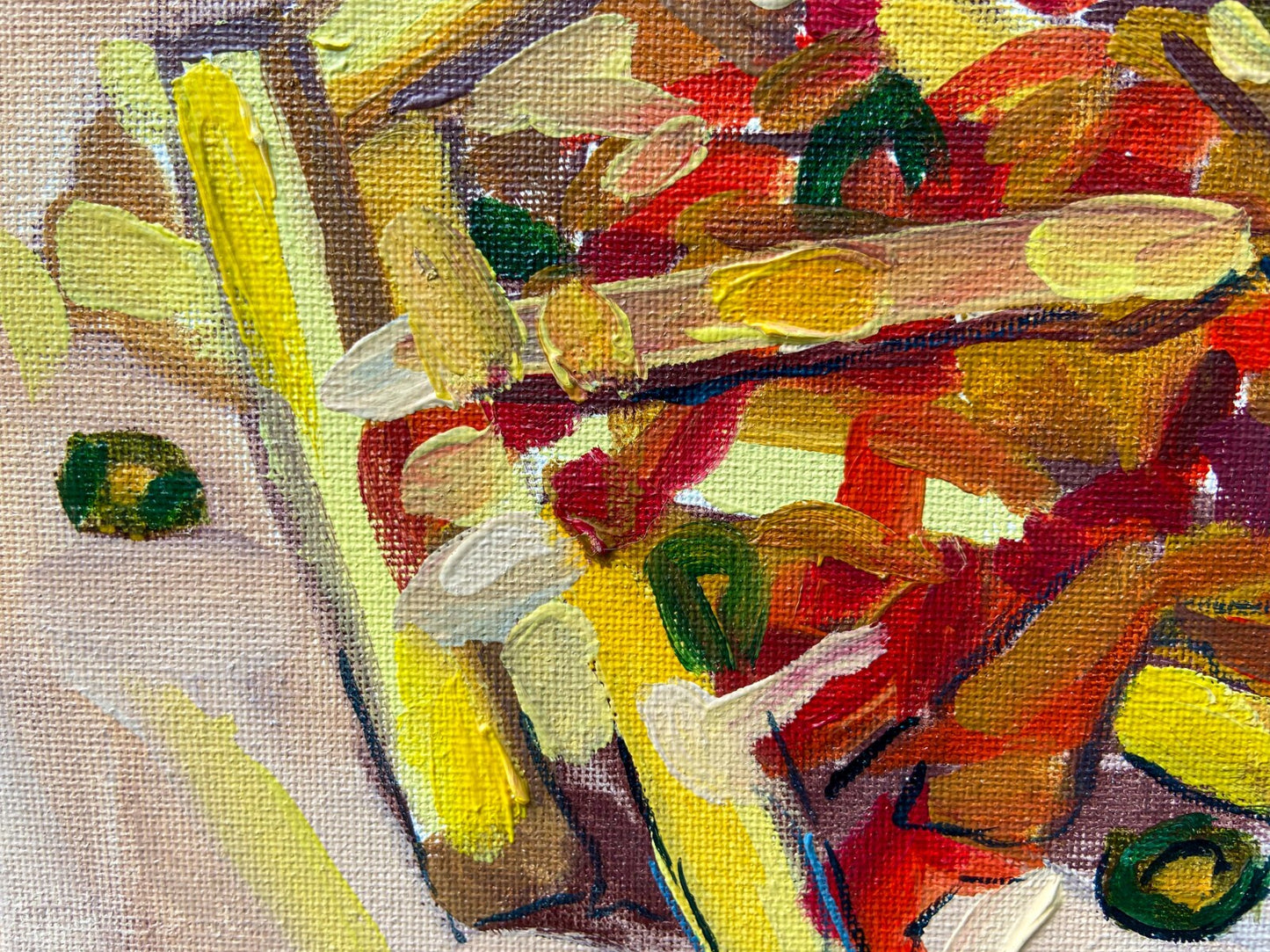 Oil painting ORIGINAL art Burger wall art fast food fries artwork 12x12"