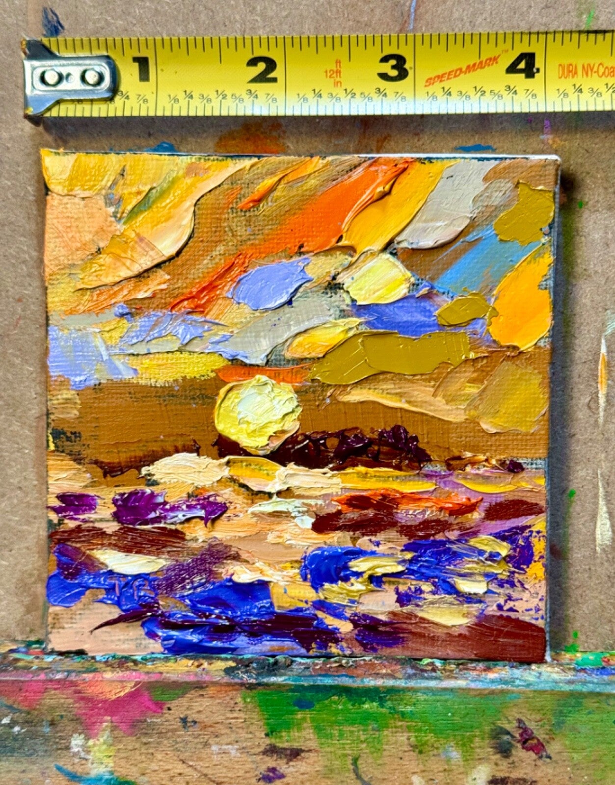 Oil painting ORIGINAL art Ocean seascape Lake river artwork sky Sunrise dawn 4x4
